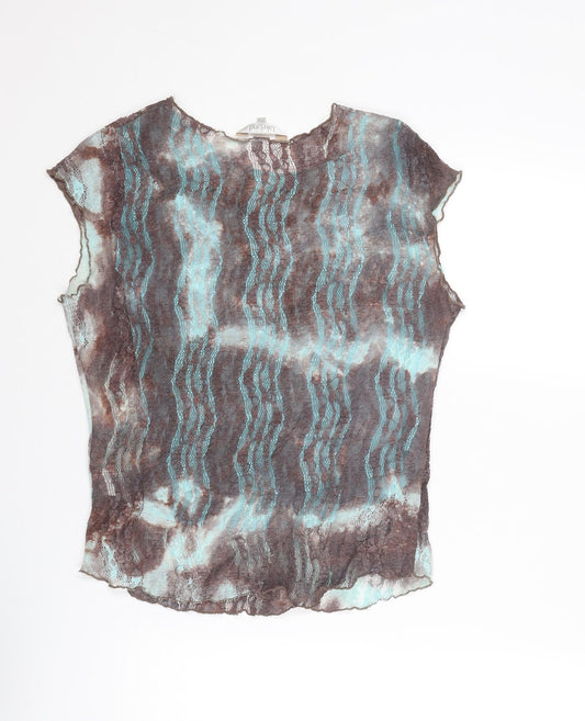 Lakeland Womens Multicoloured Geometric Polyester Basic T-Shirt Size 14 Round Neck