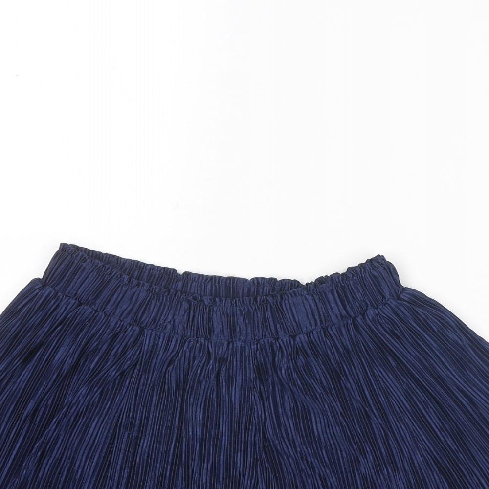 Bershka Womens Blue Polyester Basic Shorts Size L L3 in Regular Pull On