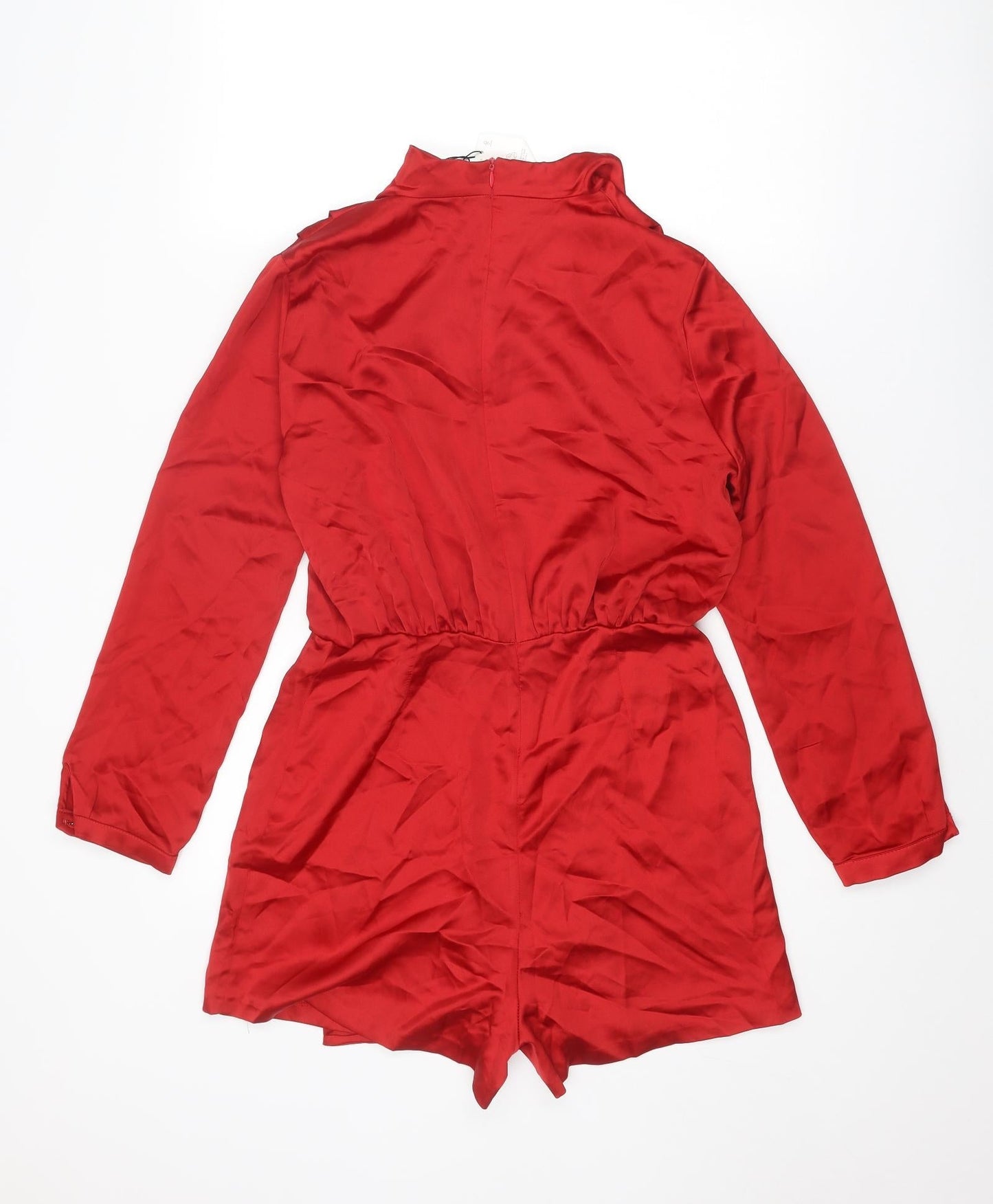 Zara Womens Red Polyester Playsuit One-Piece Size M L3 in Zip