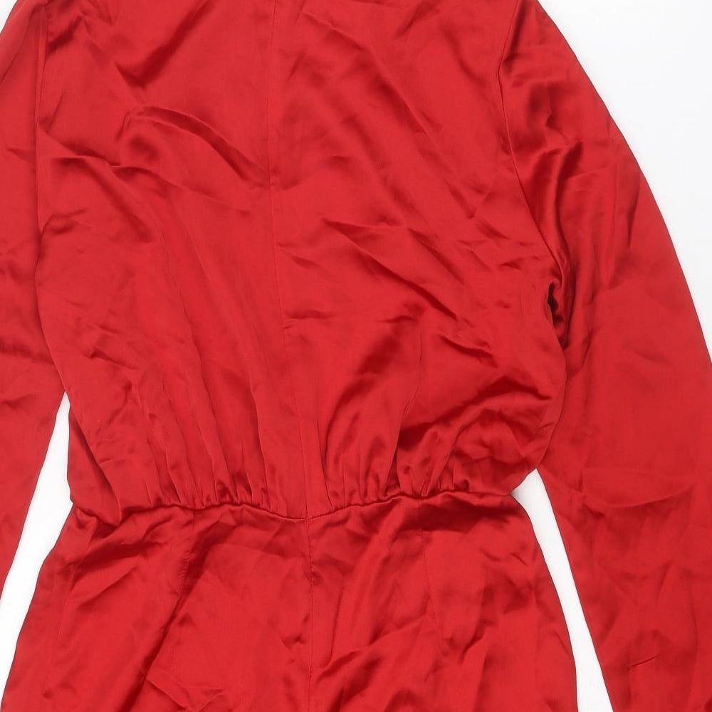 Zara Womens Red Polyester Playsuit One-Piece Size M L3 in Zip