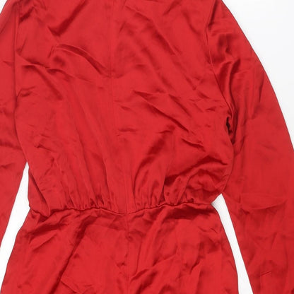 Zara Womens Red Polyester Playsuit One-Piece Size M L3 in Zip