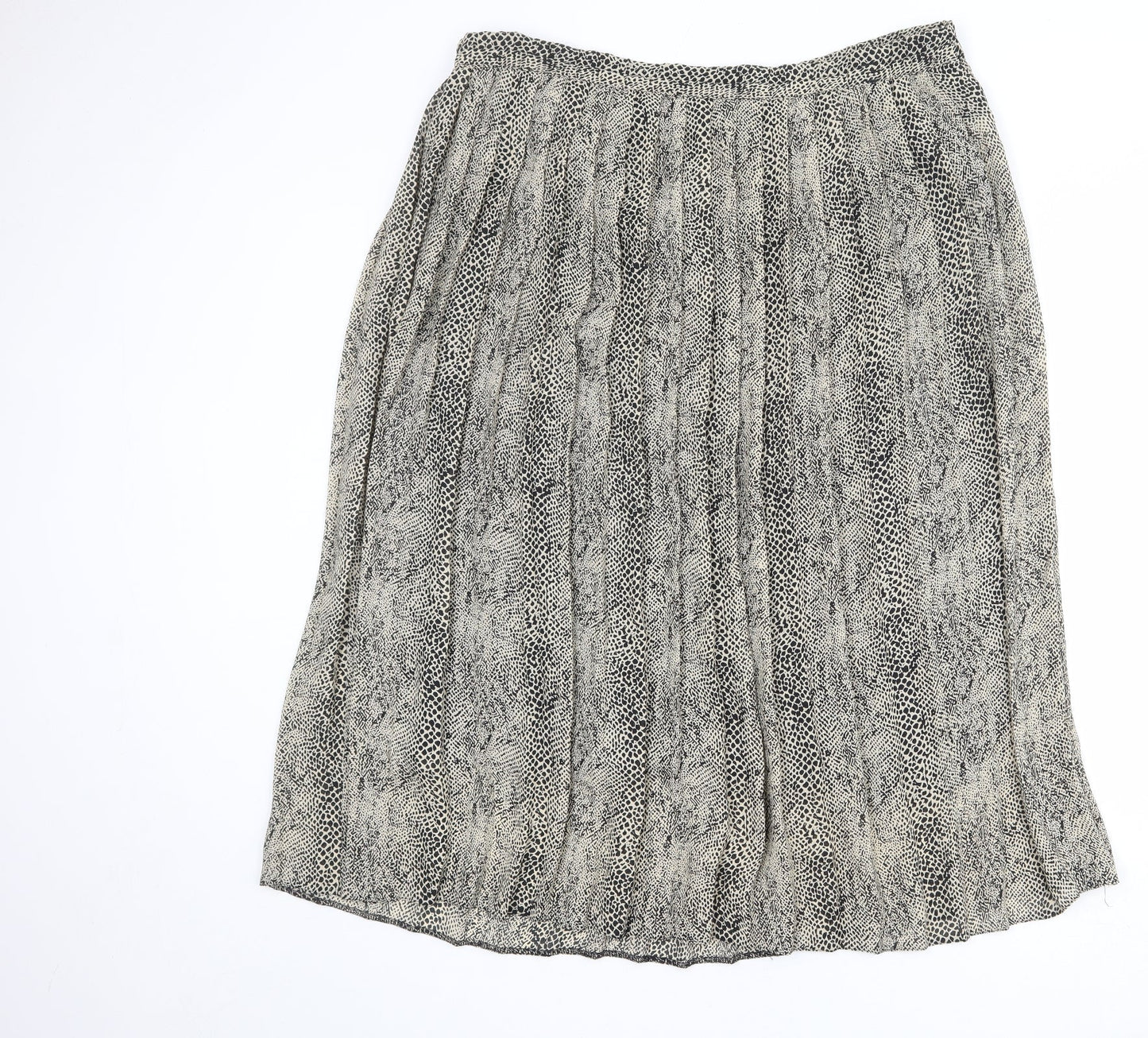 C&A Womens Beige Animal Print Polyester Pleated Skirt Size 16 - Snakeskin pattern