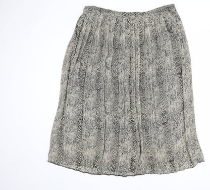 C&A Womens Beige Animal Print Polyester Pleated Skirt Size 16 - Snakeskin pattern