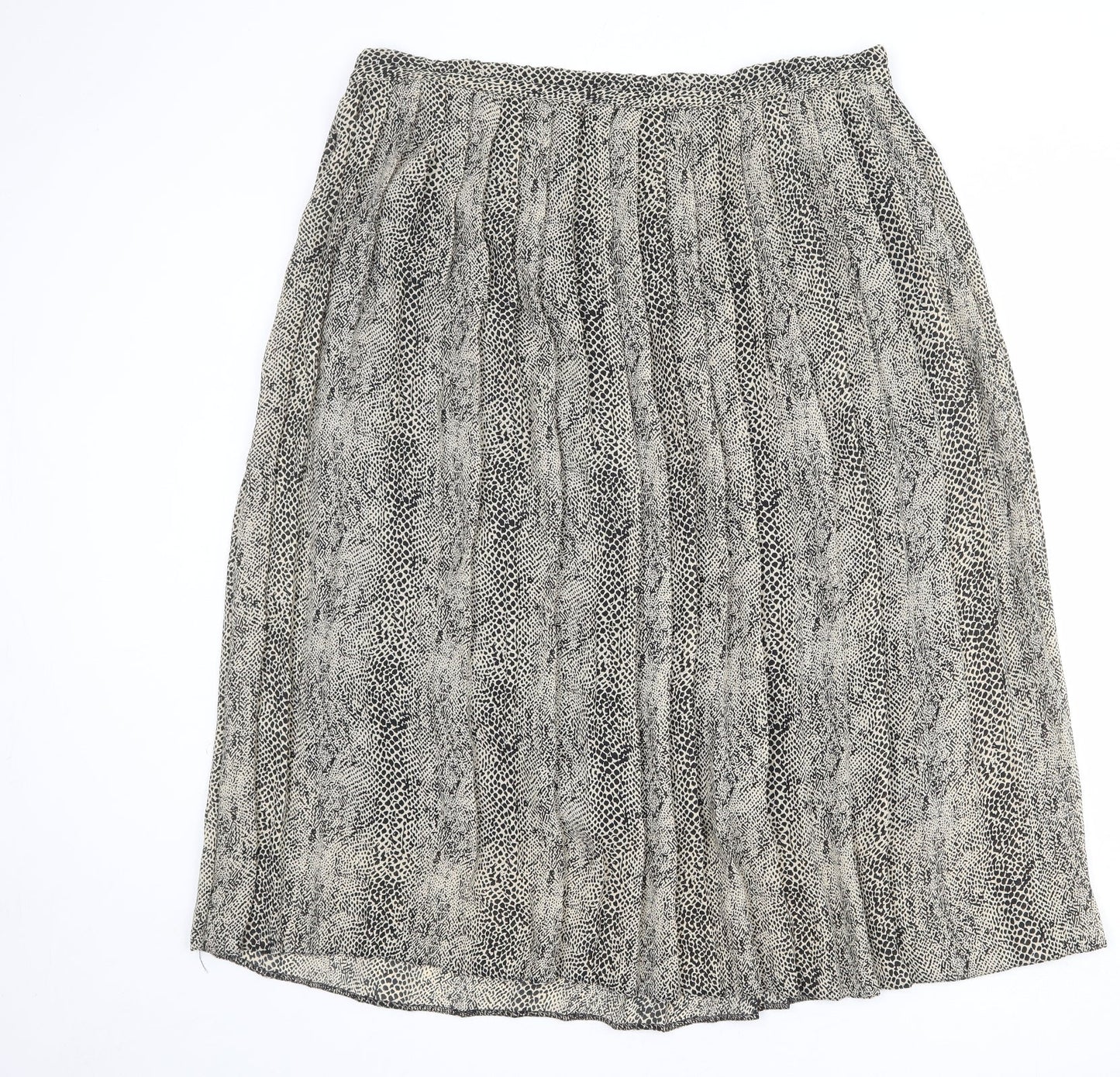 C&A Womens Beige Animal Print Polyester Pleated Skirt Size 16 - Snakeskin pattern