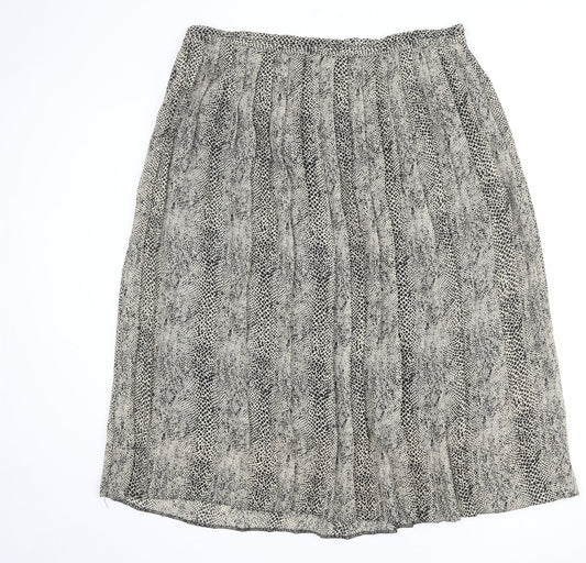 C&A Womens Beige Animal Print Polyester Pleated Skirt Size 16 - Snakeskin pattern
