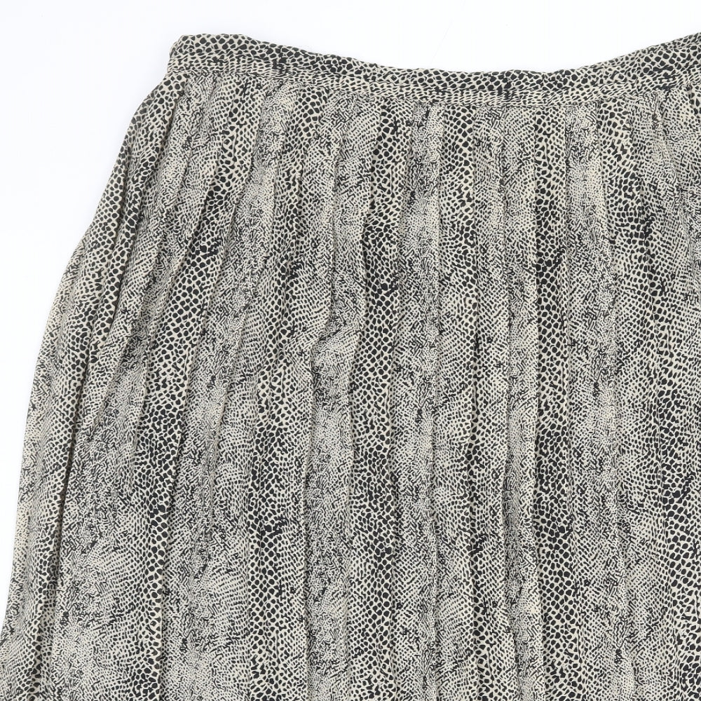C&A Womens Beige Animal Print Polyester Pleated Skirt Size 16 - Snakeskin pattern