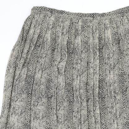 C&A Womens Beige Animal Print Polyester Pleated Skirt Size 16 - Snakeskin pattern