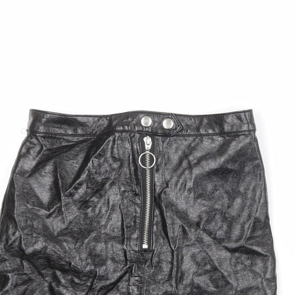 Divided by H&M Womens Black Viscose A-Line Skirt Size 6 Zip