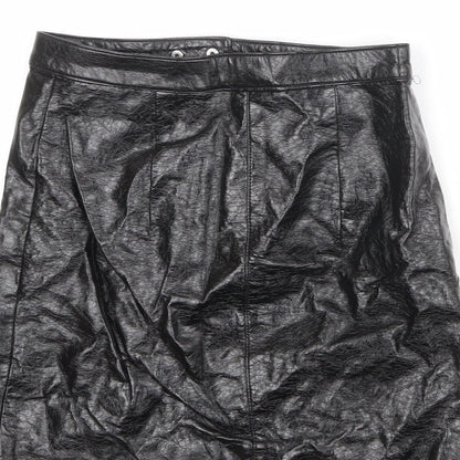Divided by H&M Womens Black Viscose A-Line Skirt Size 6 Zip