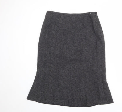 BHS Womens Black Geometric Polyester A-Line Skirt Size 12 Zip