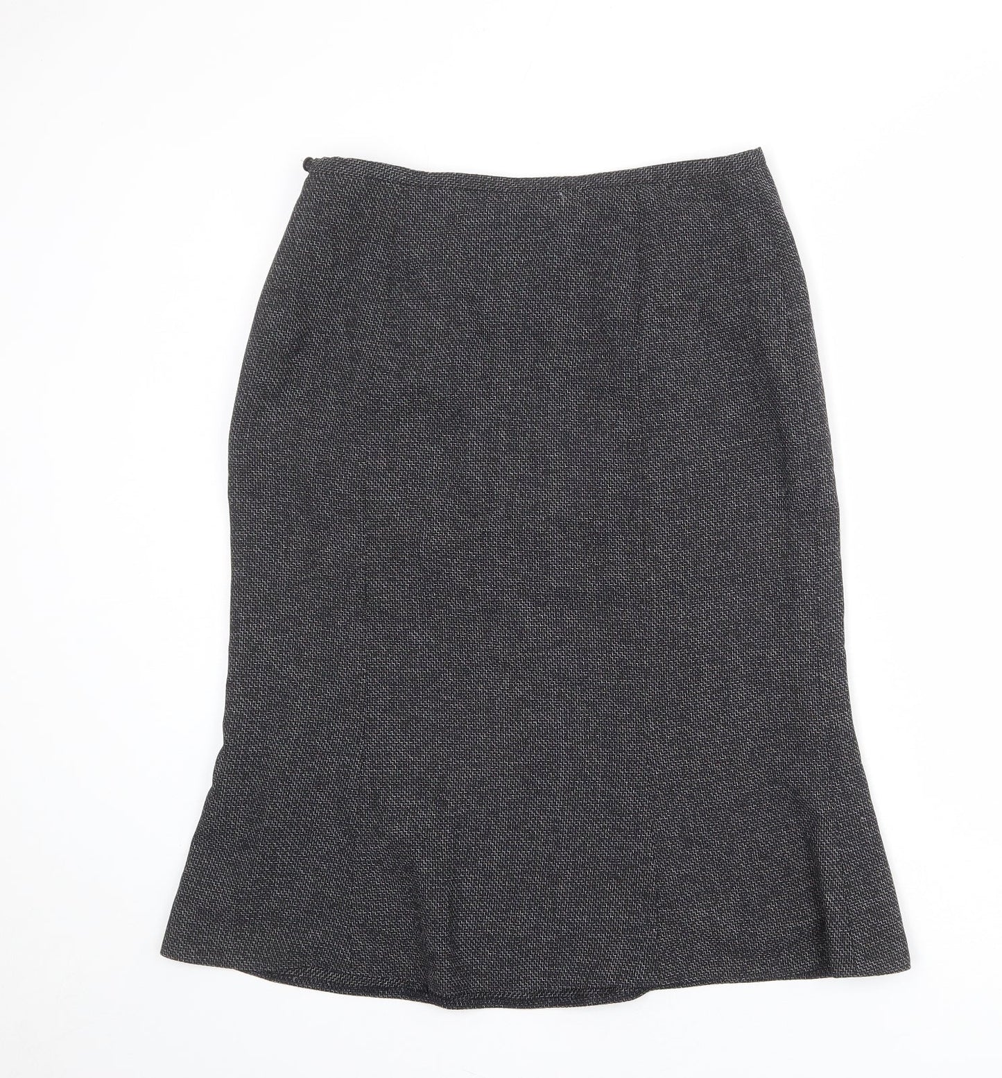 BHS Womens Black Geometric Polyester A-Line Skirt Size 12 Zip