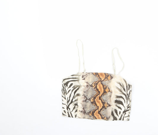 Quiz Womens Multicoloured Geometric Polyester Cropped Tank Size 10 Square Neck