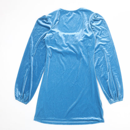 In the Style Womens Blue Polyester Shift Size 10 Square Neck Pullover