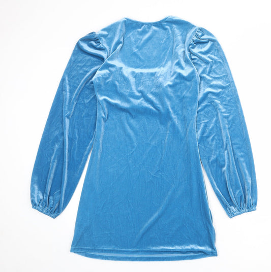 In the Style Womens Blue Polyester Shift Size 10 Square Neck Pullover