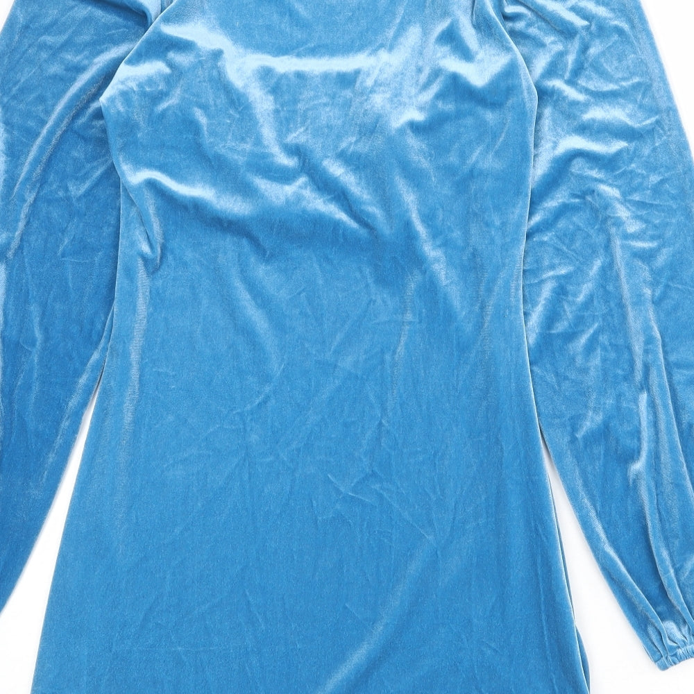 In the Style Womens Blue Polyester Shift Size 10 Square Neck Pullover