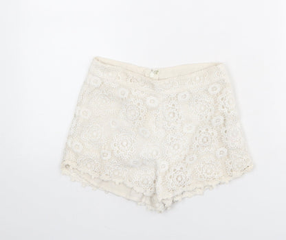 Miss Selfridge Womens Ivory Polyester Cut-Off Shorts Size 6 L3 in Regular Zip