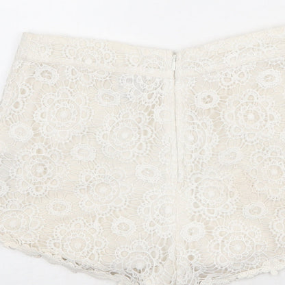 Miss Selfridge Womens Ivory Polyester Cut-Off Shorts Size 6 L3 in Regular Zip
