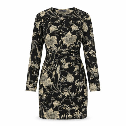 Marks and Spencer Womens Black Floral Viscose Sheath Size 10 Round Neck Pullover
