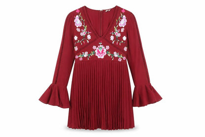 ASOS Womens Red Floral Polyester Shift Size 8 V-Neck Zip - Ruffle Sleeve