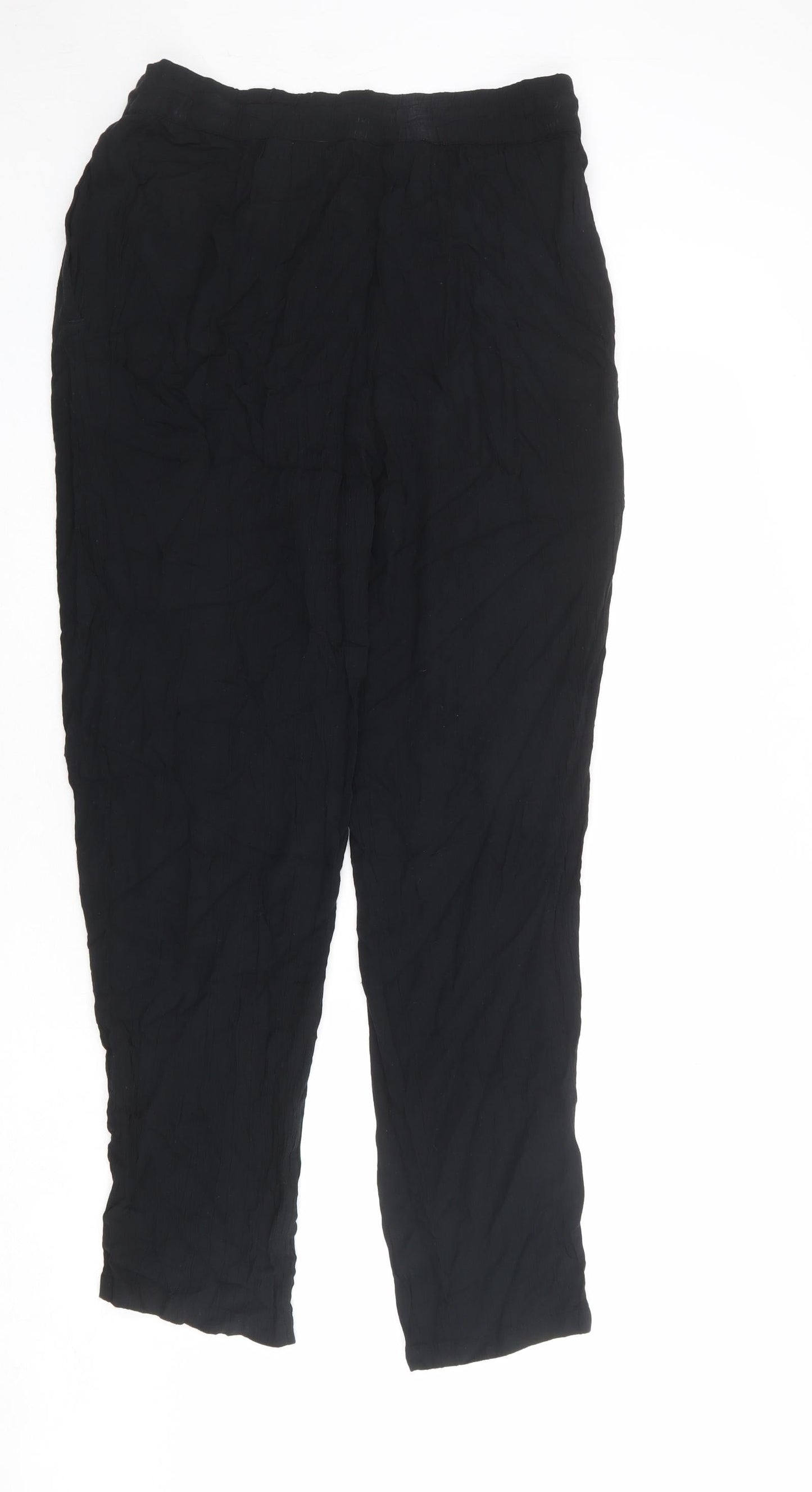 Marks and Spencer Womens Black Viscose Trousers Size 12 L30 in Regular