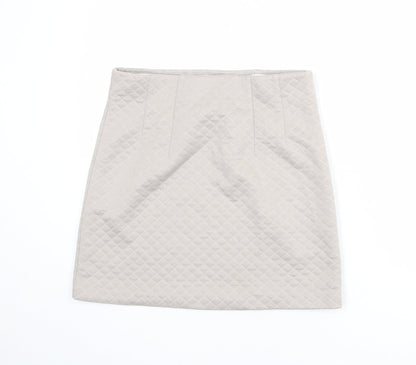Marks and Spencer Womens Beige Argyle/Diamond Polyester A-Line Skirt Size 12