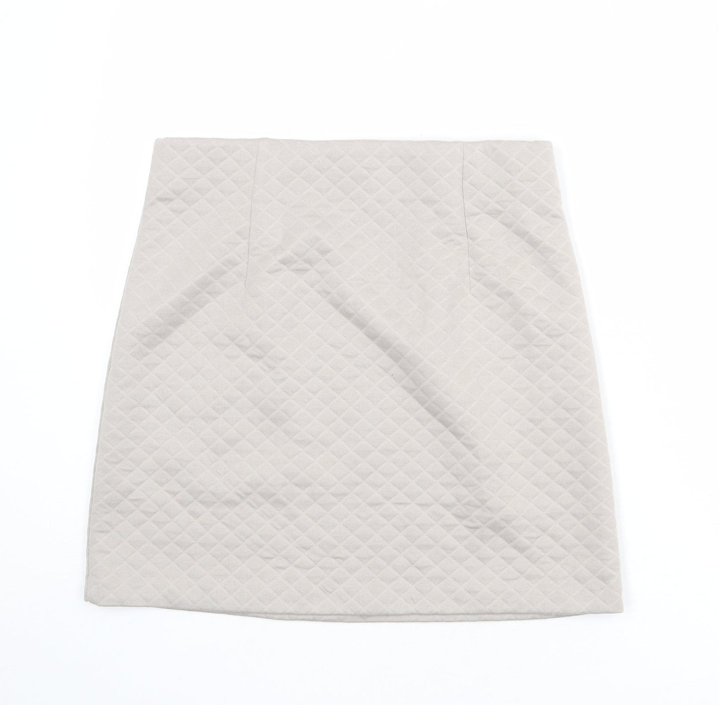 Marks and Spencer Womens Beige Argyle/Diamond Polyester A-Line Skirt Size 12