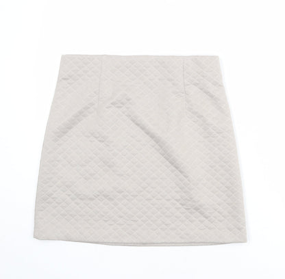 Marks and Spencer Womens Beige Argyle/Diamond Polyester A-Line Skirt Size 12