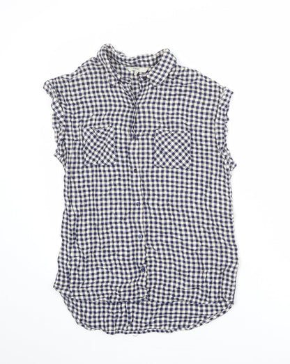 Womens UK Size 8 NEXT Blue Basic Button-Up