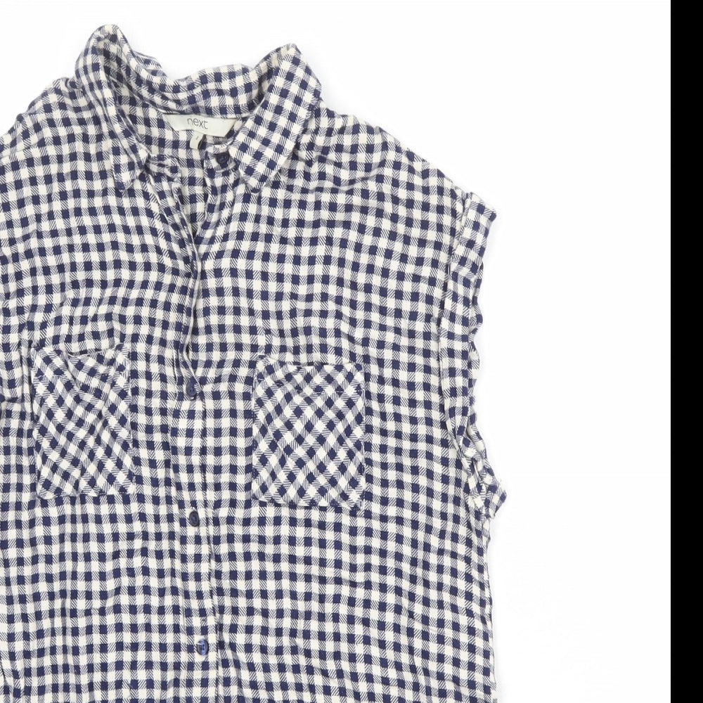 Womens UK Size 8 NEXT Blue Basic Button-Up