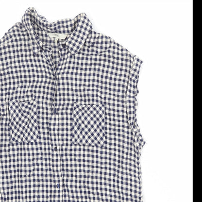 Womens UK Size 8 NEXT Blue Basic Button-Up