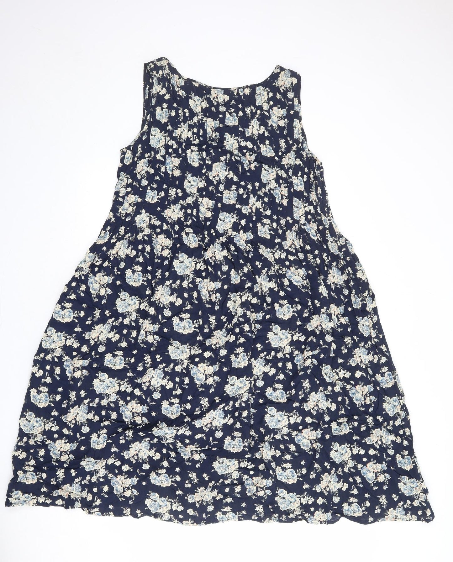 Sea Wall Womens Blue Floral Polyester Tank Dress Size M Round Neck Pullover
