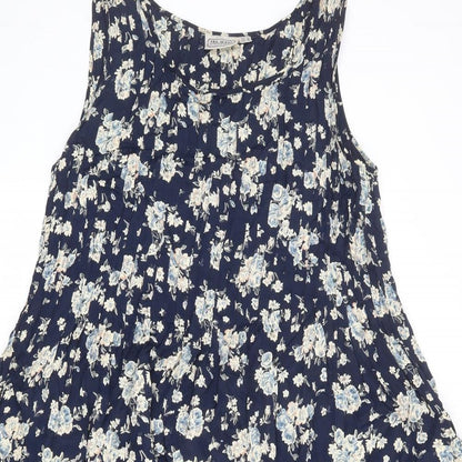 Sea Wall Womens Blue Floral Polyester Tank Dress Size M Round Neck Pullover