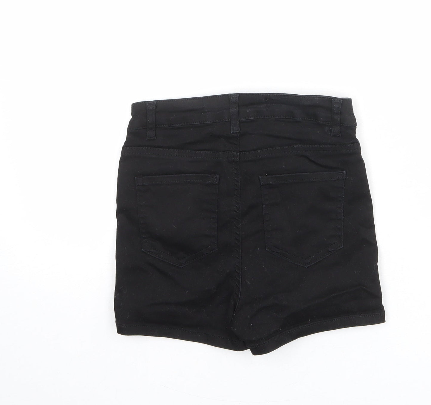 Denim & Co. Womens Black Cotton Hot Pants Shorts Size 6 L3 in Regular Lace Up