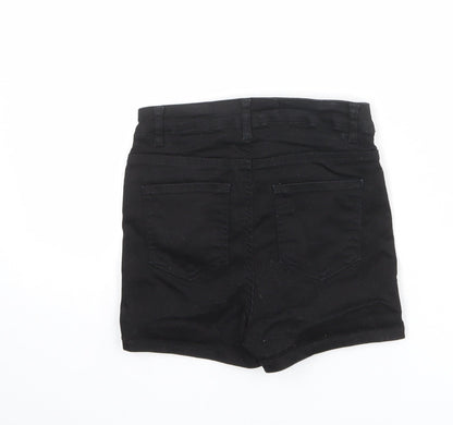 Denim & Co. Womens Black Cotton Hot Pants Shorts Size 6 L3 in Regular Lace Up