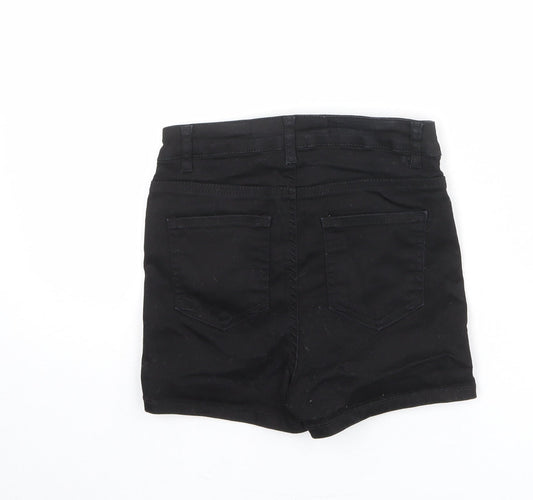 Denim & Co. Womens Black Cotton Hot Pants Shorts Size 6 L3 in Regular Lace Up