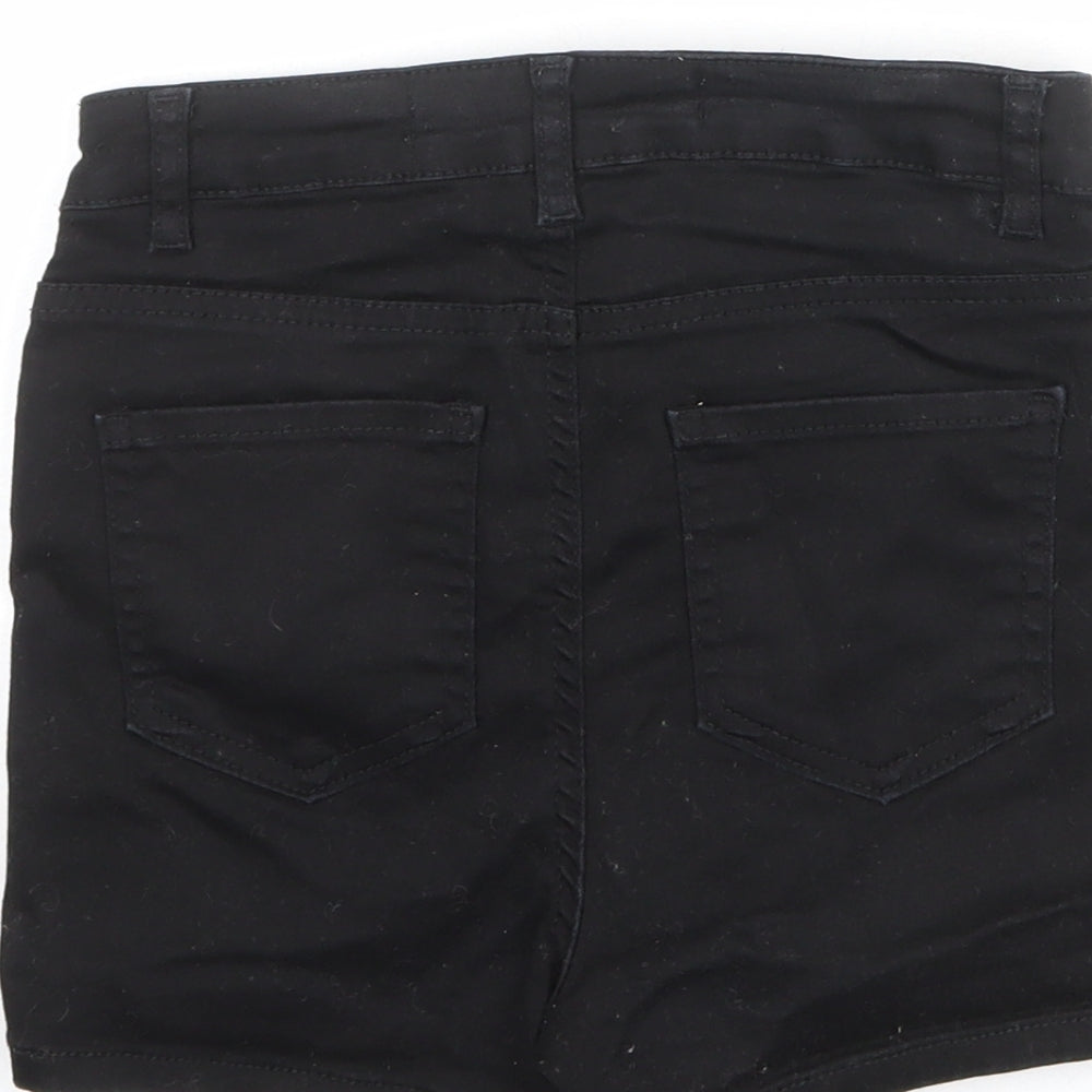 Denim & Co. Womens Black Cotton Hot Pants Shorts Size 6 L3 in Regular Lace Up