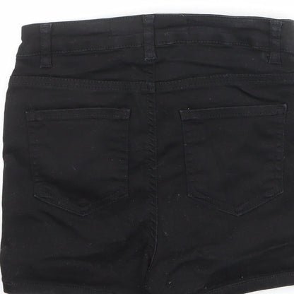 Denim & Co. Womens Black Cotton Hot Pants Shorts Size 6 L3 in Regular Lace Up