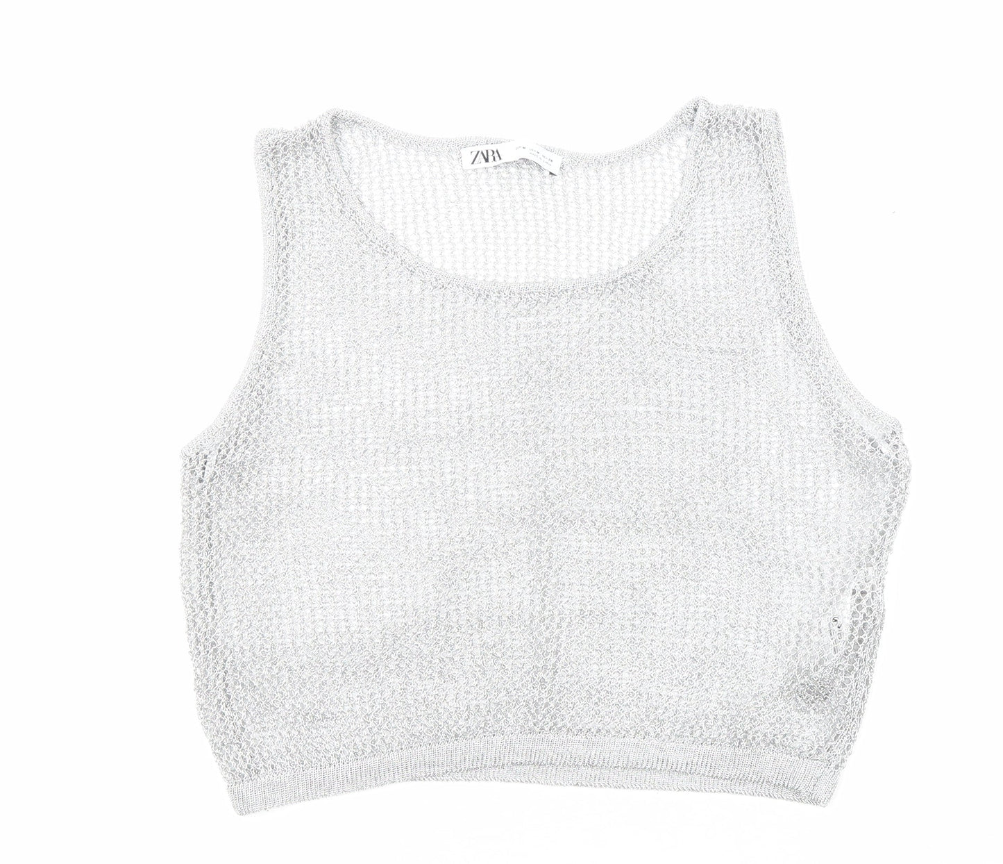 Womens UK Size M Zara Silver Cropped Tank