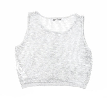 Womens UK Size M Zara Silver Cropped Tank