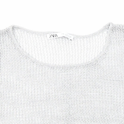 Womens UK Size M Zara Silver Cropped Tank