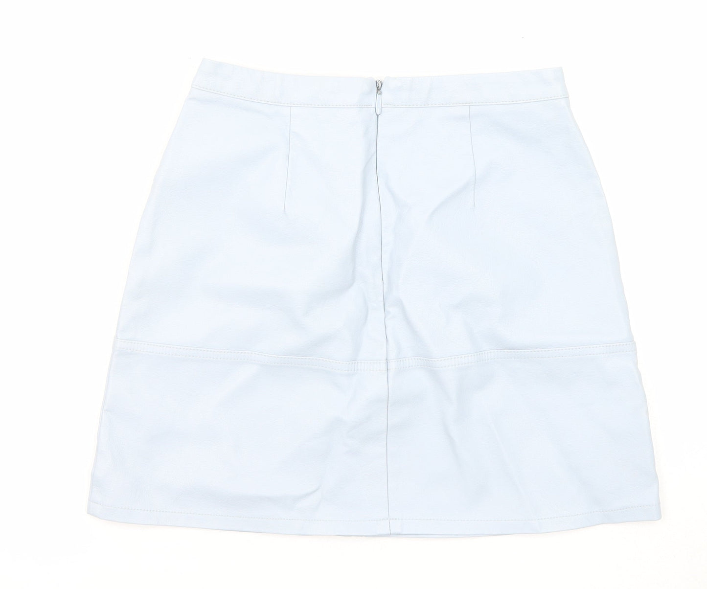 New Look Womens Blue Polyurethane A-Line Skirt Size 8 Zip