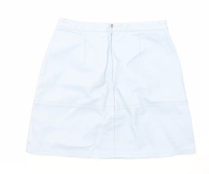New Look Womens Blue Polyurethane A-Line Skirt Size 8 Zip