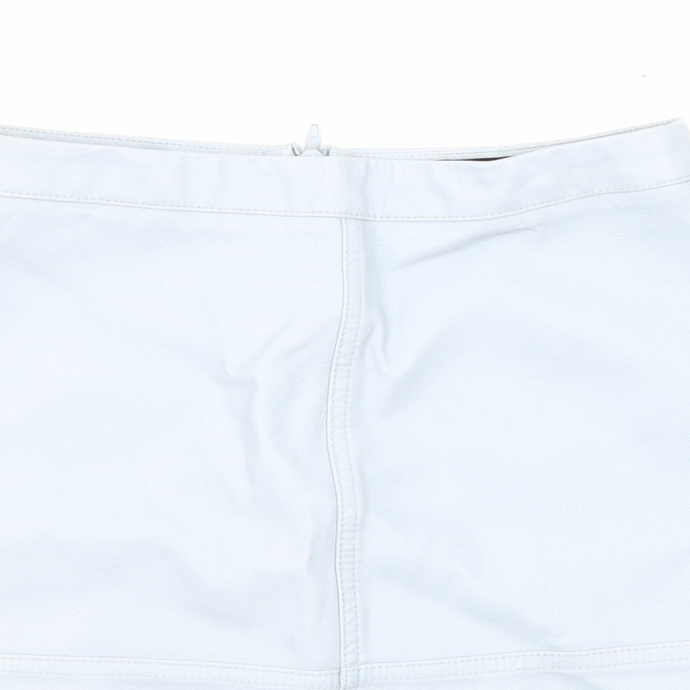 New Look Womens Blue Polyurethane A-Line Skirt Size 8 Zip