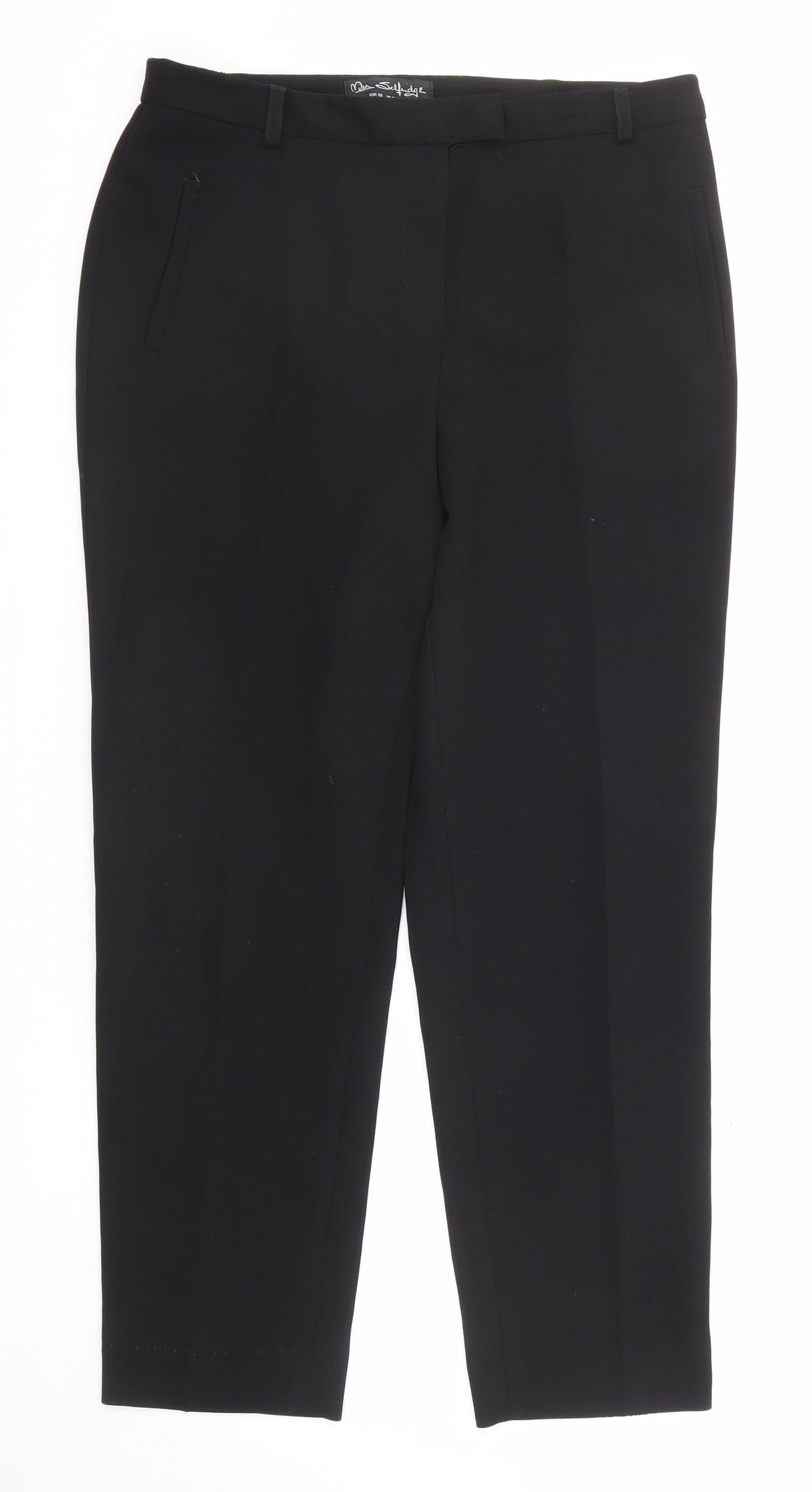 Womens UK Size 10 Miss Selfridge Regular Fit Chino Black Trousers