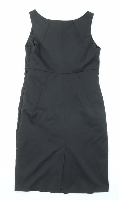 River Island Womens Black Polyester Shift Size 10 Round Neck Zip
