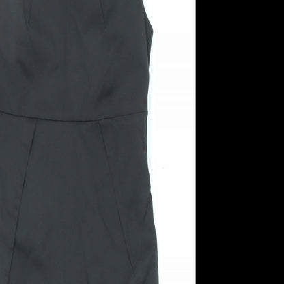 River Island Womens Black Polyester Shift Size 10 Round Neck Zip