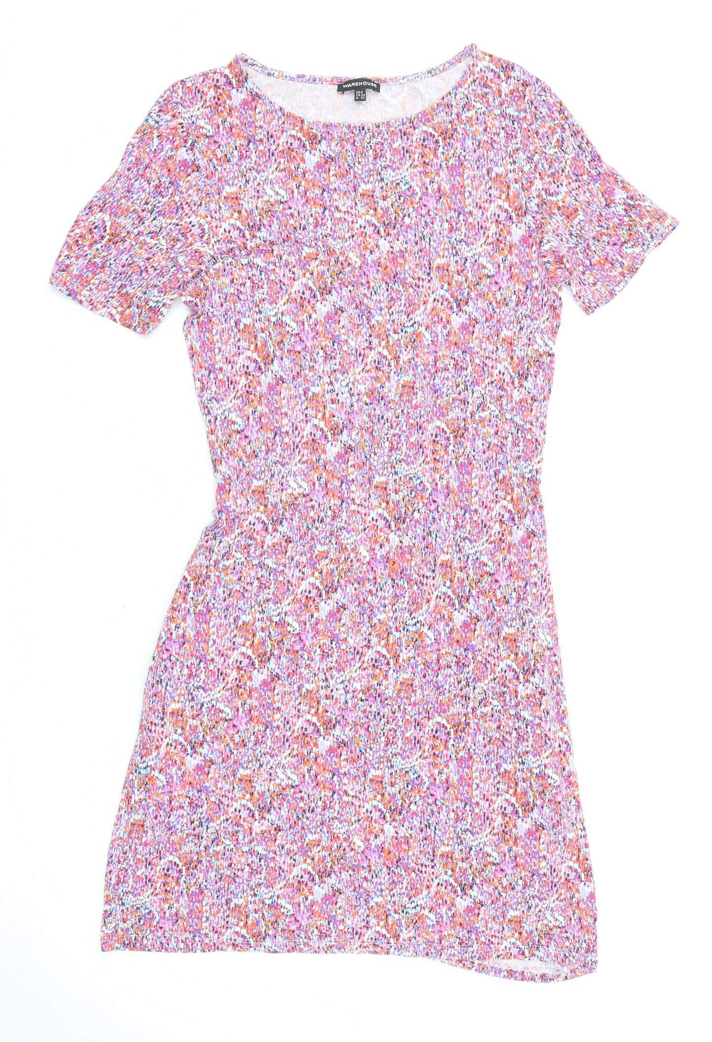 Warehouse Womens Multicoloured Geometric Viscose A-Line Size 6 Round Neck Pullover