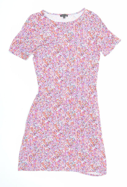 Warehouse Womens Multicoloured Geometric Viscose A-Line Size 6 Round Neck Pullover