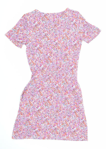 Warehouse Womens Multicoloured Geometric Viscose A-Line Size 6 Round Neck Pullover