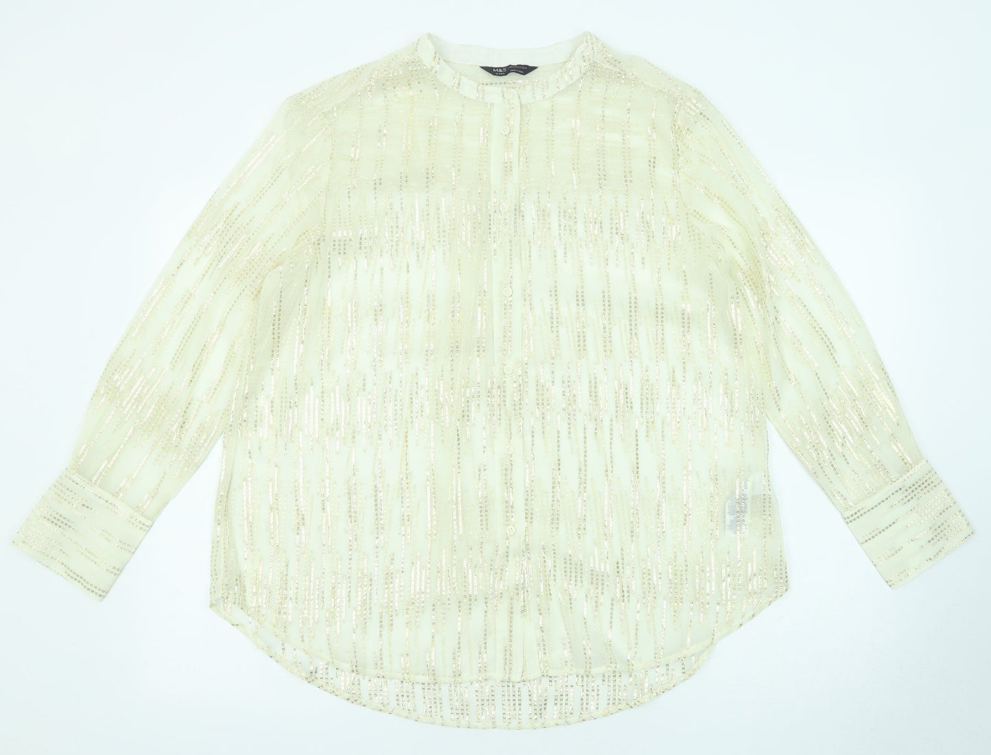 Womens UK Size 10 Marks and Spencer Beige Basic Button-Up